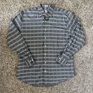 Peter Millar Gray Plaid Casual Button Front Shirt
